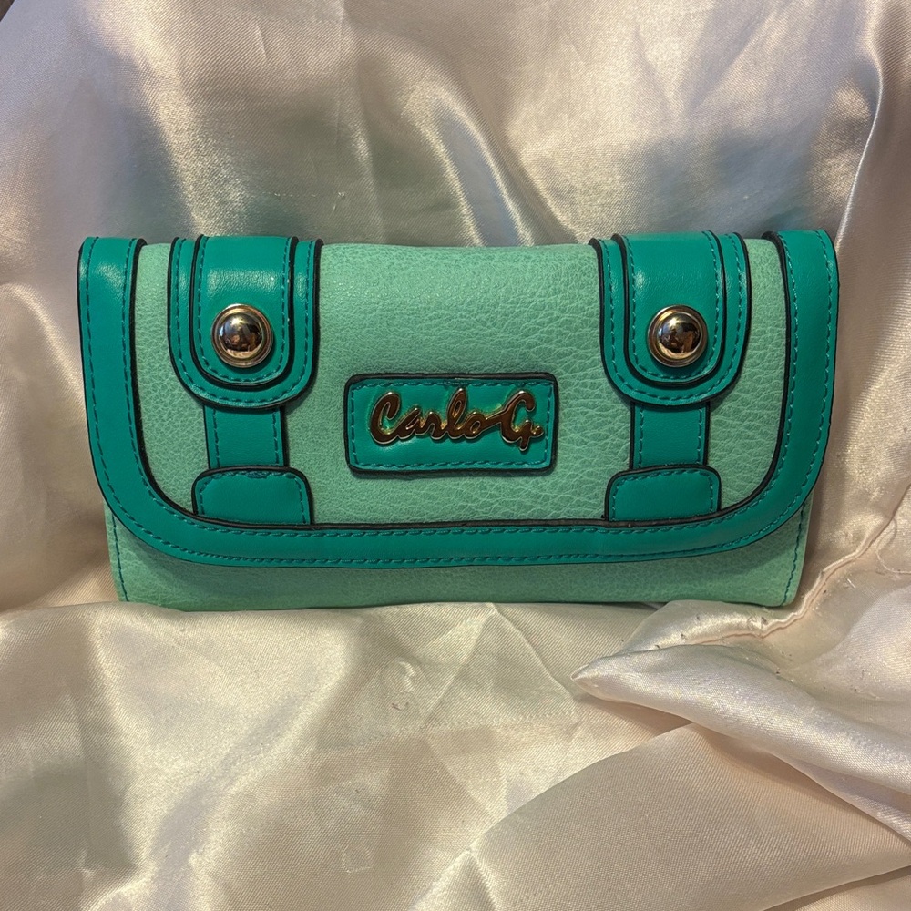 Teal Leather Crossbody Clutch - Teal